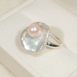 専用です。アコヤ真珠と本真珠（淡水パール、バロック）、SV925の指輪（23.5号　ナチュラルカラー） 4枚目の画像