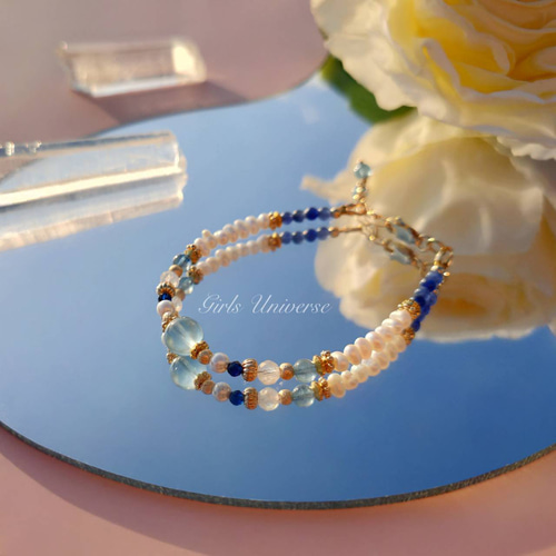 タイムレス。アクアマリン 海水サファイア 淡水パール ムーン