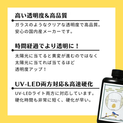 送料込　高透明・高速硬化【大容量UV-LEDレジン液】ミラクルレジン　100g　さらさら低粘度 2枚目の画像