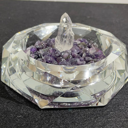 水晶浄化皿セット　八角浄化皿（溶解水晶）・アメジストさざれ・ポイント水晶 3枚目の画像