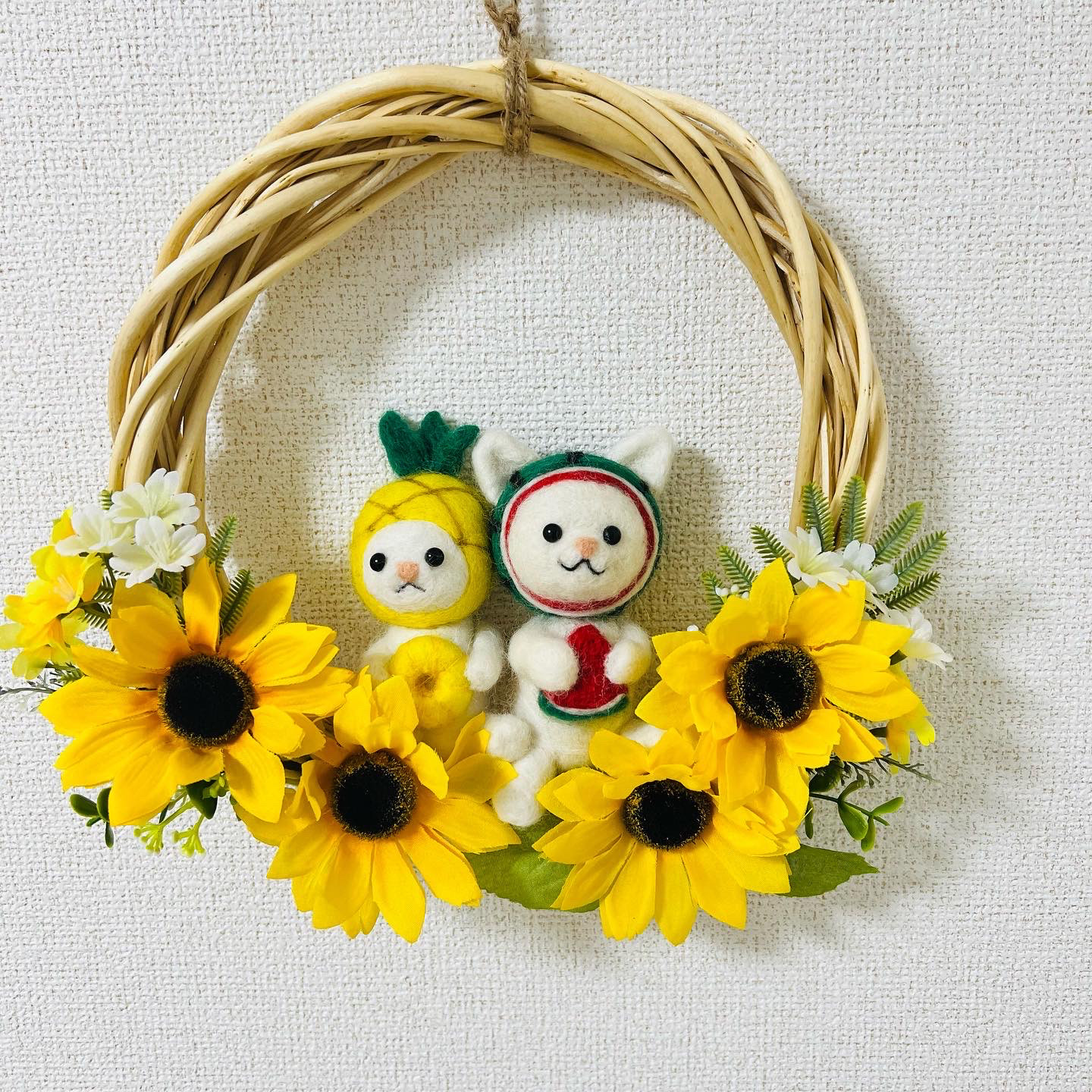 羊毛フェルト＊フェルト＊季節＊夏＊フラワー＊リース＊あじさい