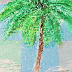 ヤシの大木／アクリル画　キャンバス　原画　F０号　トロピカル　青い空　ビーチ 7枚目の画像
