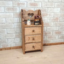 カントリーミニ引き出し高さ52 ハートのくりぬき 3段引き出し / RCA