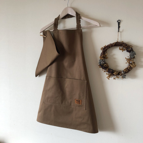 キッズ エプロン】 男の子 女の子 子ども エプロン 140 ブラウン