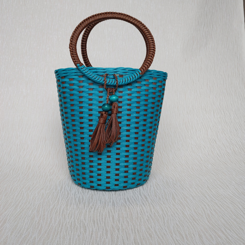 着物地内袋付き＊バケツ型かごバッグ｜和装・浴衣に◎フリンジ