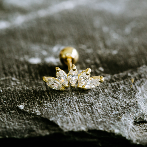 14K金 ゴールド Cz 花 ヘリックス 軟骨 アンチトラガス アウター
