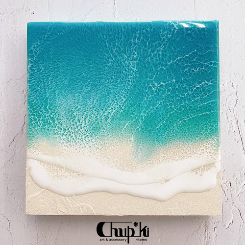 エポキシレジン 海アート パネル 15cm角 その他インテリア雑貨