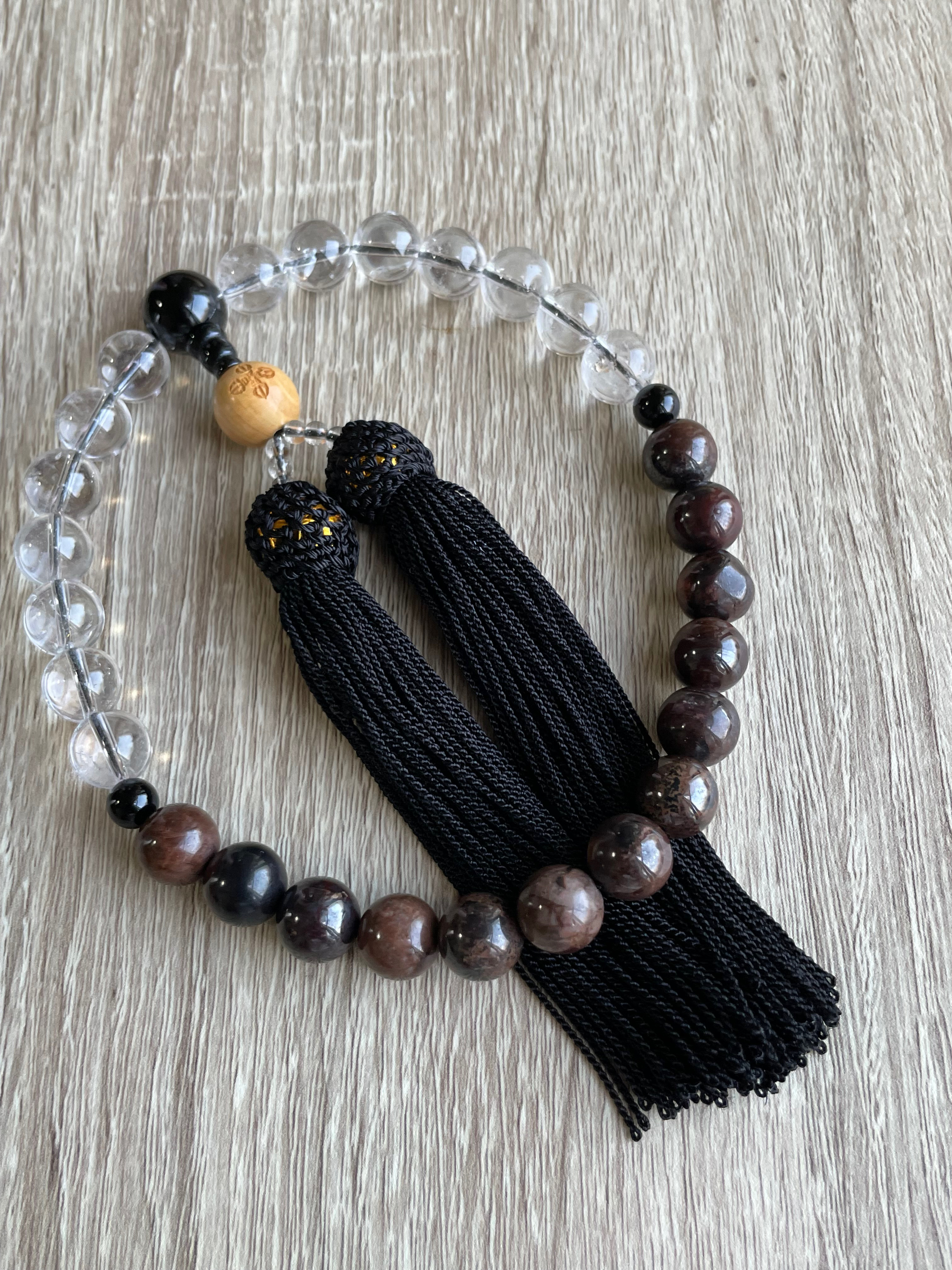 大幅お値下げ＊全宗派共通　男女兼用　略式片手念珠　ブラックアイアンスギライト　男女兼用