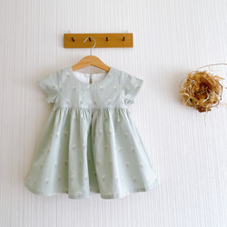 半袖・七分袖・長袖　ギャザーワンピースmini flower  子供服 1枚目の画像