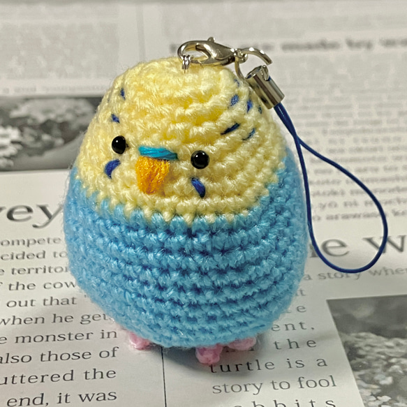 セキセイインコ あみぐるみ ストラップ 黄×黄緑 呈する