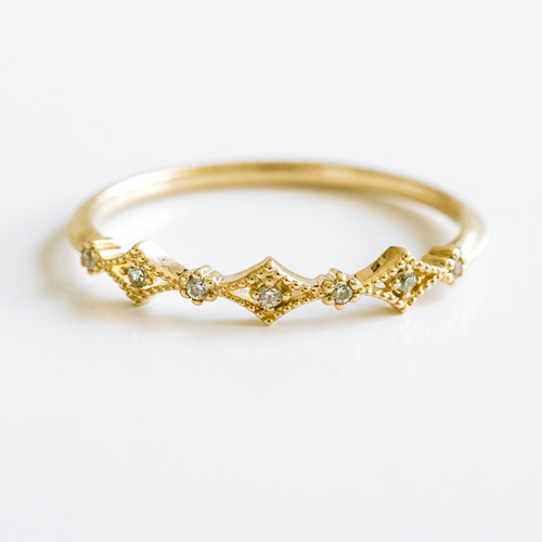 14K金 ゴールド Cz サム ミドル インデックス ファランジ ジュエリ  