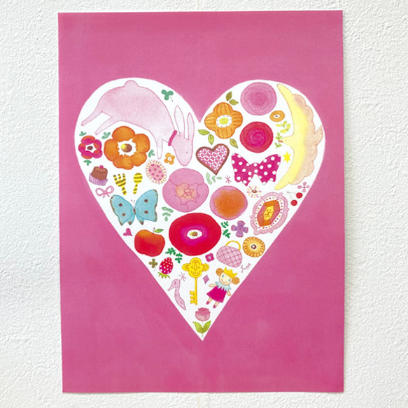 Heart Art (ピンク）A4ポスター 4枚目の画像