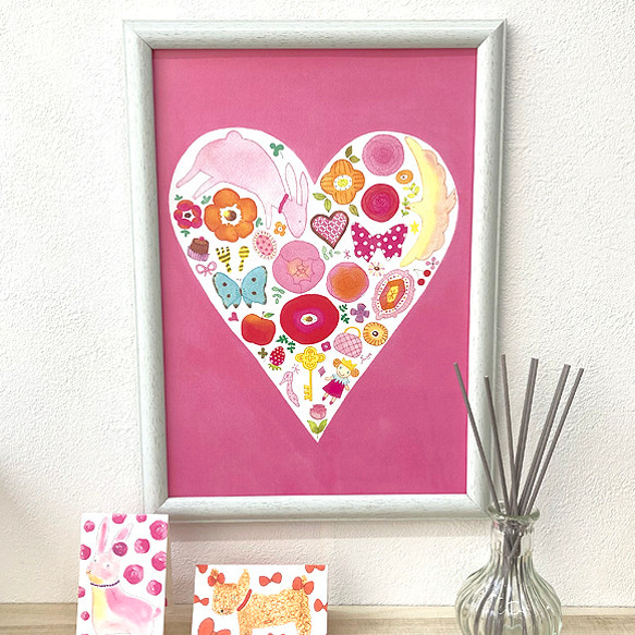 Heart Art (ピンク）A4ポスター 1枚目の画像