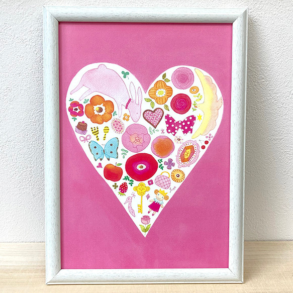 Heart Art (ピンク）A4ポスター 2枚目の画像