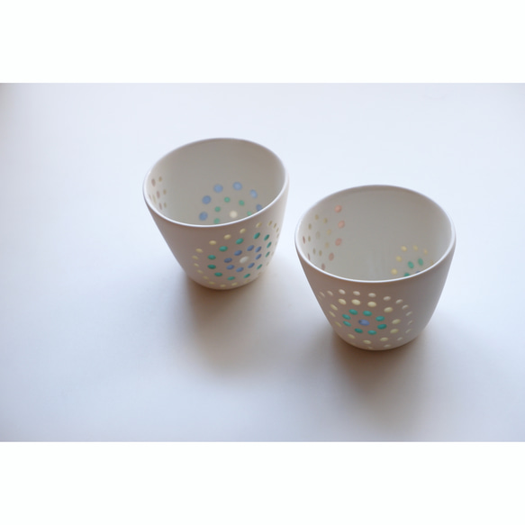 &lt;季節性限定&gt; Abuku mini cup 花火蕎麥麵 choko 杯/燭台 彩色釉 第2張的照片