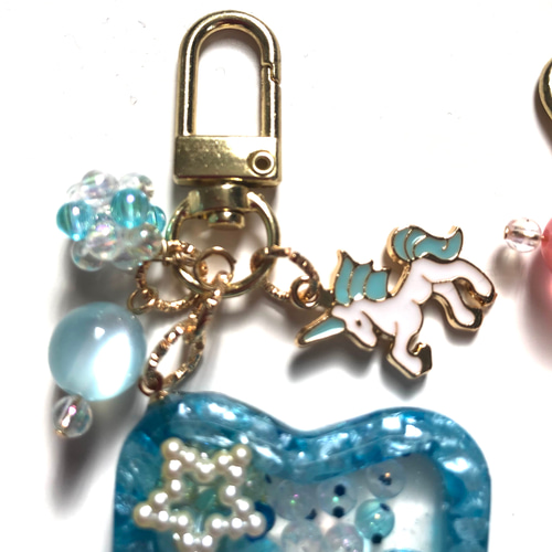 シャカシャカシェイカーキーホルダー♡星型オイル入り♪ブルーとピンク