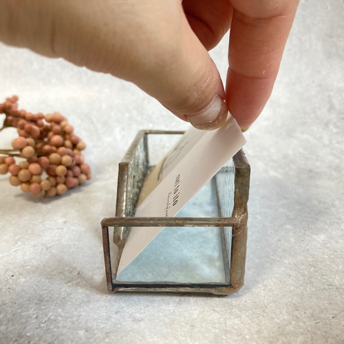 【一点物】ステンドグラス製カードホルダー/名刺入れ/小物入れ/ハンドメイド ショップカードホルダー ステンドグラス ドットガラス