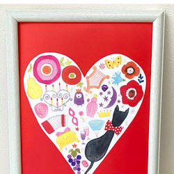 Heart Art (レッド）A4ポスター 3枚目の画像