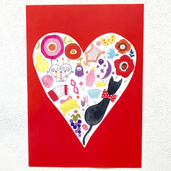 Heart Art (レッド）A4ポスター 4枚目の画像