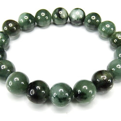 濃い緑柄入り天然ひすい本翡翠10mmブレスレット天然石五徳御守り石街