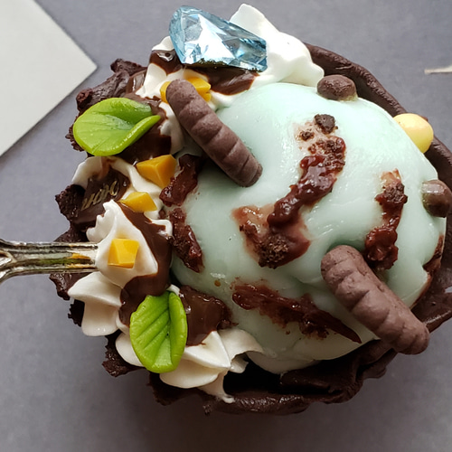 ベルくまちゃん　チョコミントアイス　バッグチャーム　Bell＊Cafe ベルくまちゃん チョコミントアイス バッグチャーム Bell＊Cafe