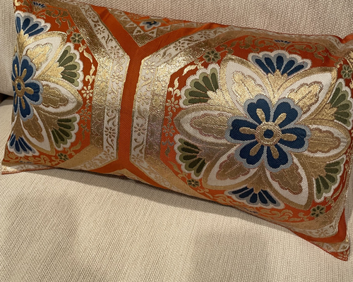 豪華刺繍の袋帯リメイク 正絹クッションカバー長方形1596 クッション