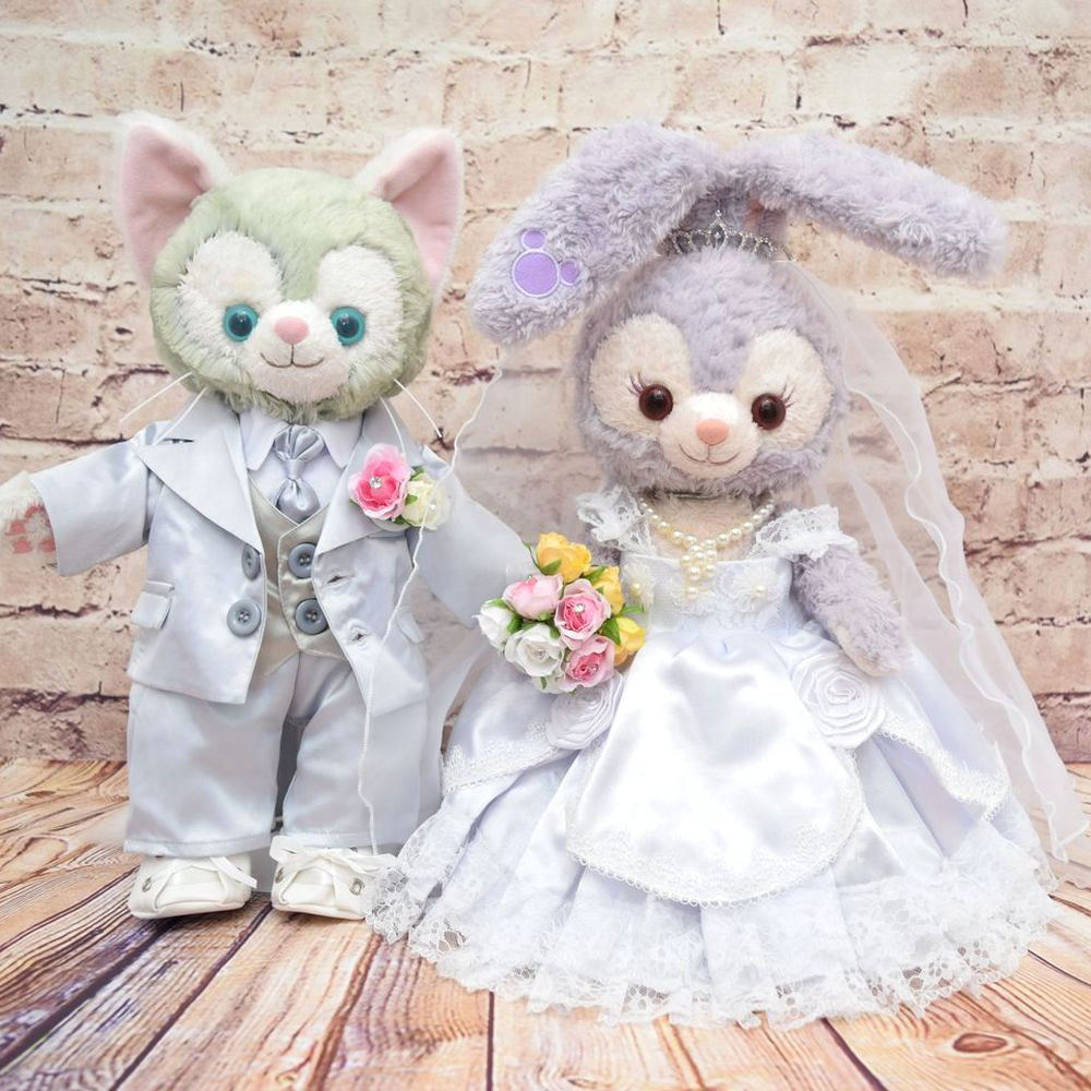 新入荷【限定1】10㎝ぬいぐるみ用 ウエディング衣装 純白ドレス タキシード各1 Disney ジェラトーニリーナベル ウェディング ペア Sサイズ