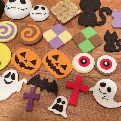 SHIDO-RICO フェルトで作るハロウィンクッキー 型紙&レシピ 型紙 Shido