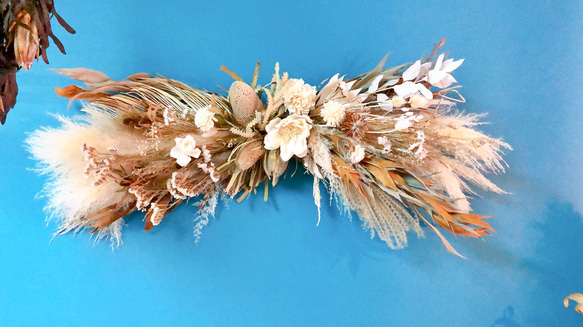 パンパスグラス　バンクシャー　プロテア　マグノリアの花束　特大スワッグ　インテリア 6枚目の画像