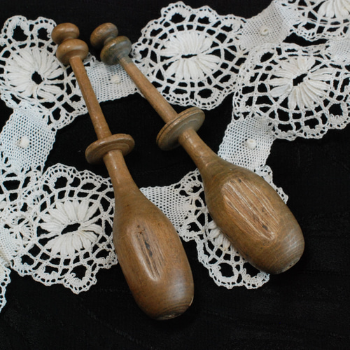 アンティーク 木製ボビン 糸巻き 2本セット A 木材・板 アンティーク