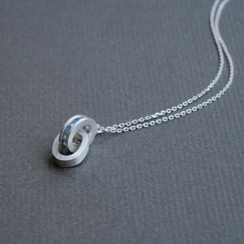 アクアマリン ダブル リング メンズ ネックレス シルバー925