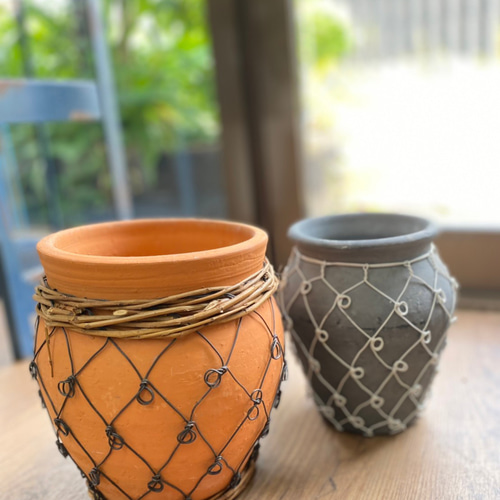 蛸壺風鉢 グレー/茶 2個セット送料無料 一輪挿し・花瓶・花器 花 蛸壺風鉢 グレー/茶 2個セット送料無料 一輪挿し・花瓶・花器 花