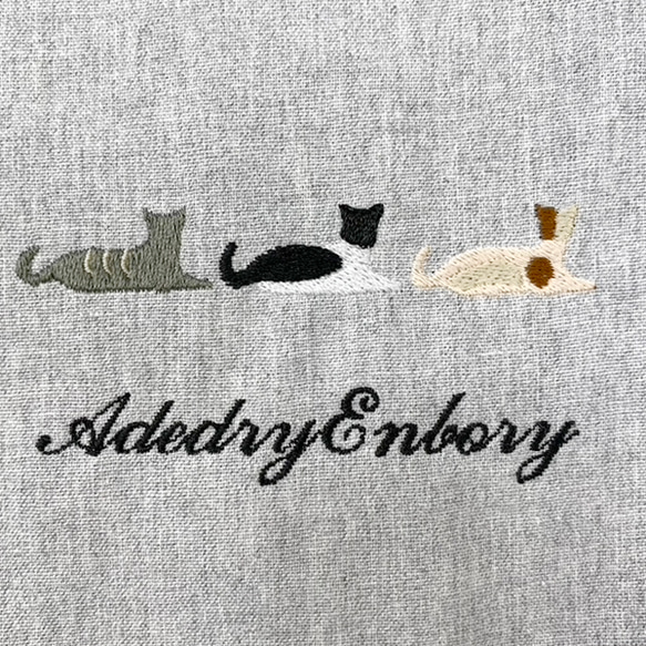 【加色】三隻坐貓剪影刺繡Chambrick sacoche pochette 小袋 第5張的照片
