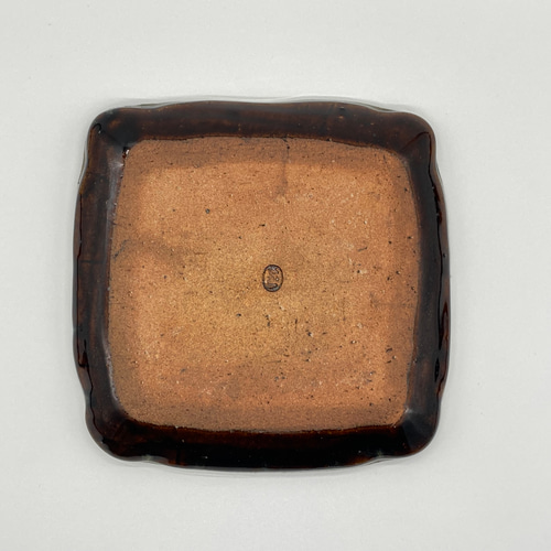 栗色の角皿 【手仕事 民藝 窯元 和 陶器】 中皿 酒津焼 kazu pottery