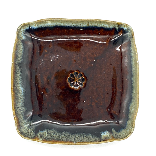 栗色の角皿 【手仕事 民藝 窯元 和 陶器】 中皿 酒津焼 kazu pottery