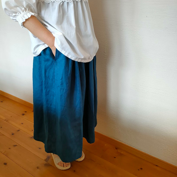 楽チン　ウエストゴムスカート　カラーリネン(16色) 4枚目の画像
