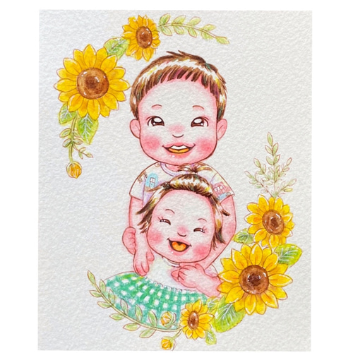 ✾かわいい✾ミニキャラ風似顔絵イラスト✾額付き✾プチギフト