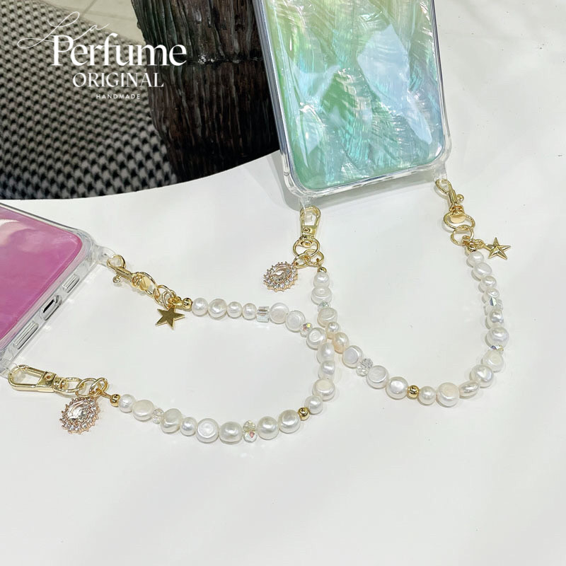 キラキラ天然シェル✨パープルブルー系カラー チャーム天然パールチェーン付き カラフル スマホケース 夏 海【受注生産】
