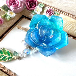 レジン 青薔薇のポニーフックーブルーハワイー ポニーフック