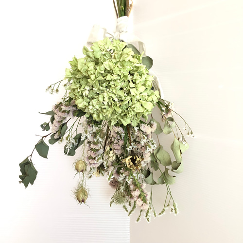 ドライフラワーリース　ドライフラワースワッグ　紫陽花 ドライフラワー紫陽花（プリンセス.アン）スワッグ スワッグ