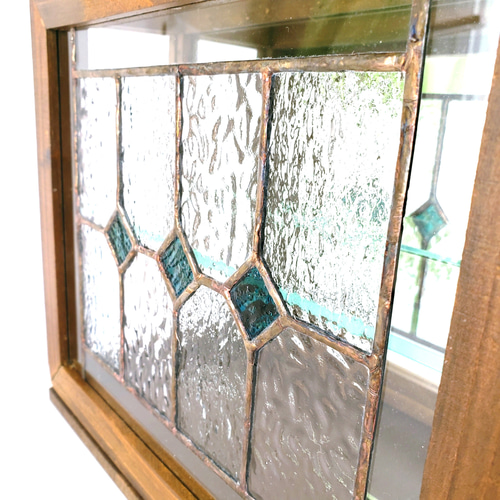 アンティーク風　輸入　ステンドグラス　ミニサイズ　ガラス　ブルー系 ステンドグラス アンティーク風 装飾 W480×H400×T6 INK-Sglass8