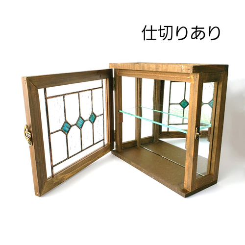 受注制作】ステンドグラス アンティーク調ガラス窓つき・ミラー 受注制作】ステンドグラス アンティーク調ガラス窓つき・ミラー