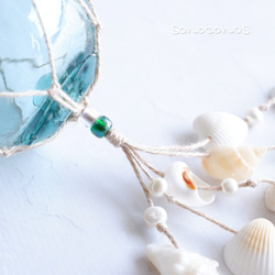 【夏季限定】浮き玉と貝殻のオーナメント〈グリーン#02〉 8枚目の画像