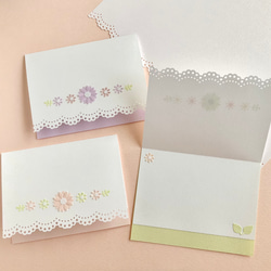 メッセージカード可愛いお花付き〜3枚 クラフトパンチ レース 入園入学