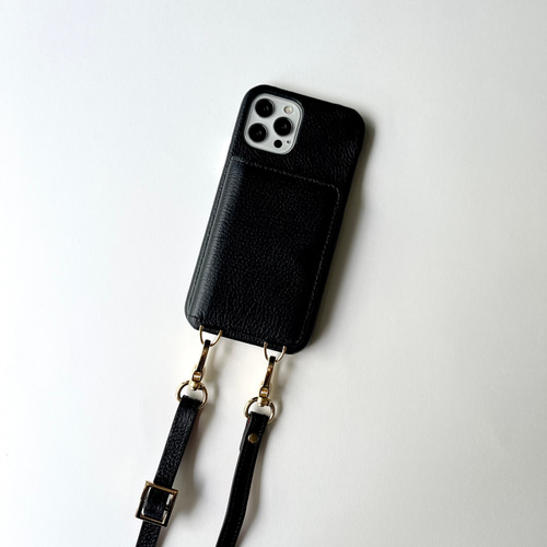 本革 内側バイカラー カード収納ショルダー名入れiphoneケース 本革 内側バイカラー カード収納ショルダー名入れiphoneケース