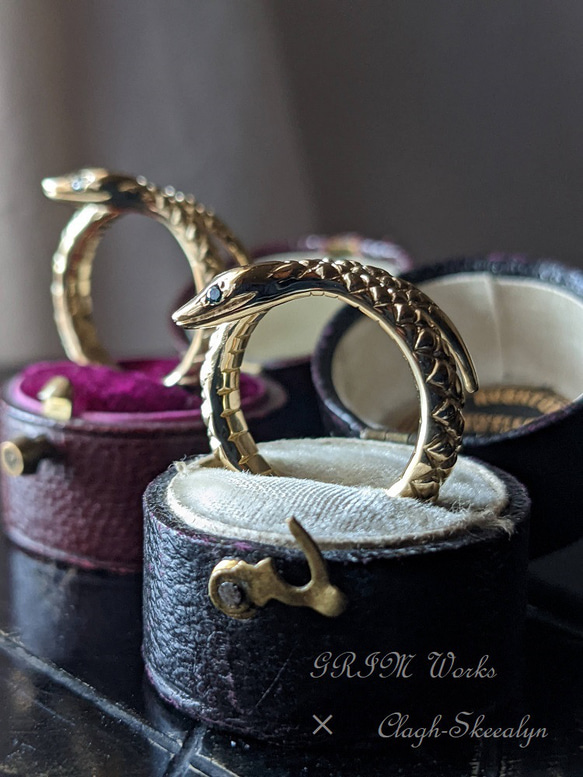 【受注生産】～GRIM Works～｜K18｜Snake　Ring｜スネークリング｜ヘビ｜18金素材｜オッドアイ可能です 10枚目の画像