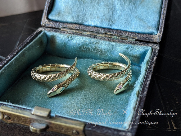 【受注生産】～GRIM Works～｜K18｜Snake　Ring｜スネークリング｜ヘビ｜18金素材｜オッドアイ可能です 8枚目の画像