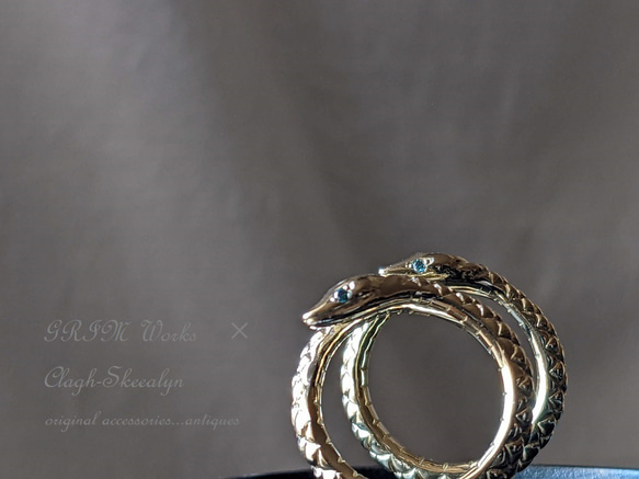 【受注生産】～GRIM Works～｜K18｜Snake　Ring｜スネークリング｜ヘビ｜18金素材｜オッドアイ可能です 9枚目の画像