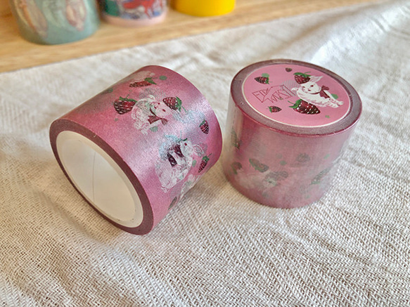 [ Bunnies playing raspberries ] Washi tape 1枚目の画像