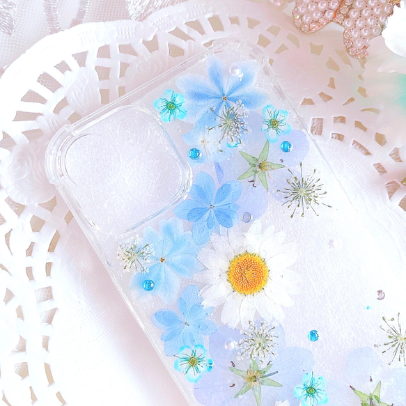 全機種♡早発送♡送料無料♡そらいろ押し花のスマホケース♡Google pixel GALAXY AQUOS 3枚目の画像